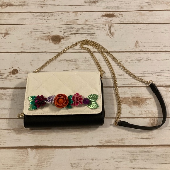 Betsey Johnson Handbags - Betsey Johnson Lovely Brunch 3D Flower Faux Leather Wallet On A Chain Crossbody